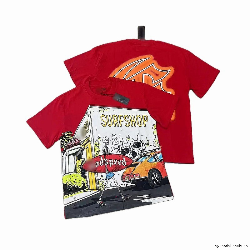 GOD Skull Surf Street Style Red T-Shirt
