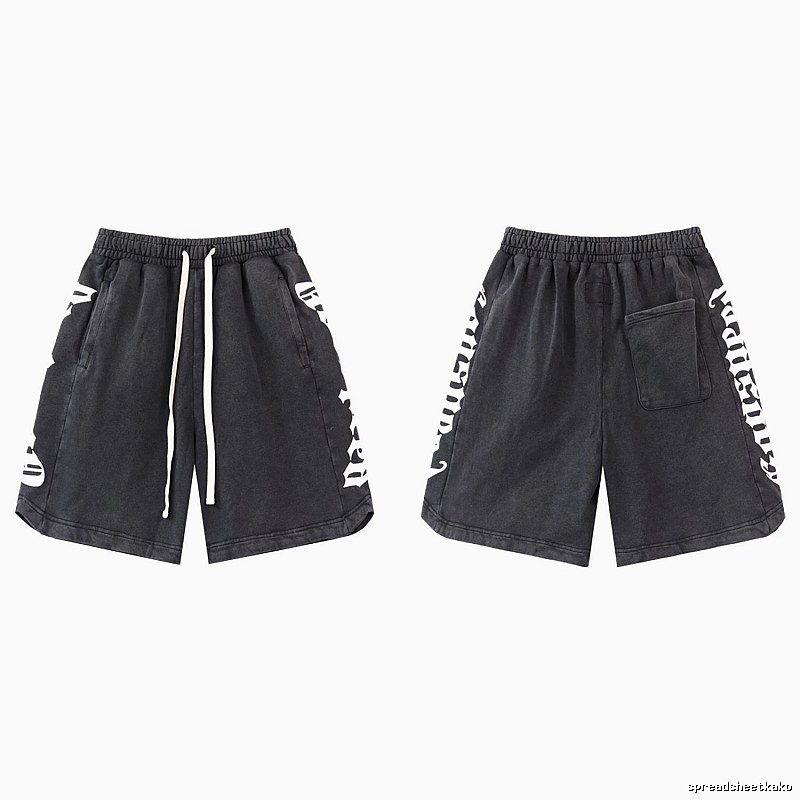 Godspeed Gothic Print Street Style Charcoal Black Shorts
