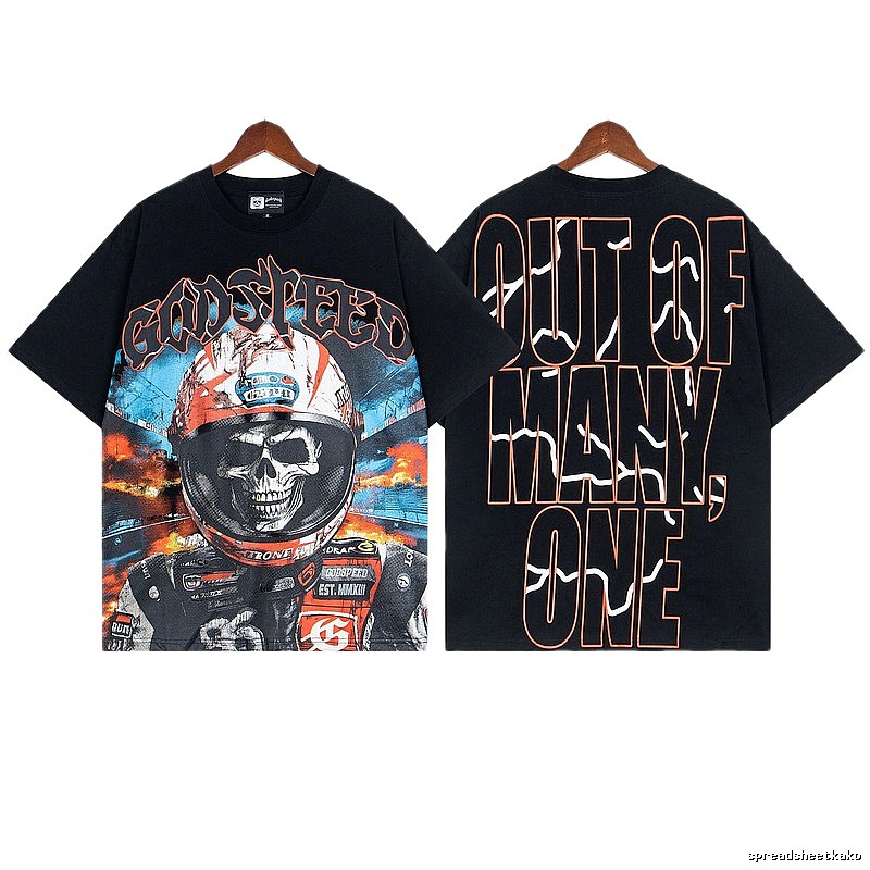 Godspeed Skull Motorcycle Street Style Black Short Sleeve T-Shirt