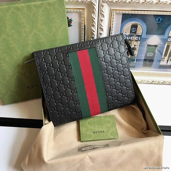 Gucci GG clutch bag Black Monogram Pouch