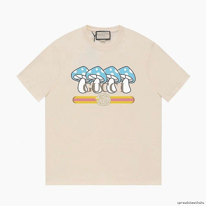 Gucci Mushroom Print Casual Style Off-white T-shirt