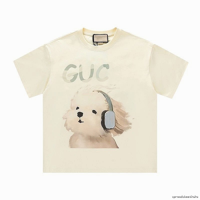 Gucci Puppy Print Casual Off-white T-Shirt
