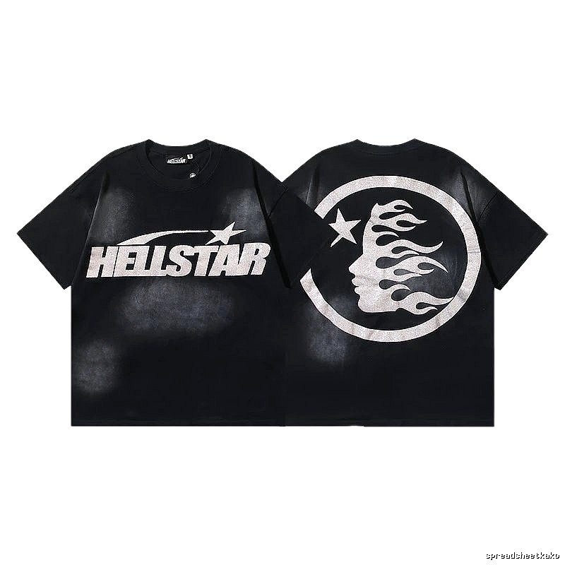 Hellstar Flame Portrait Street Style Black T-shirt