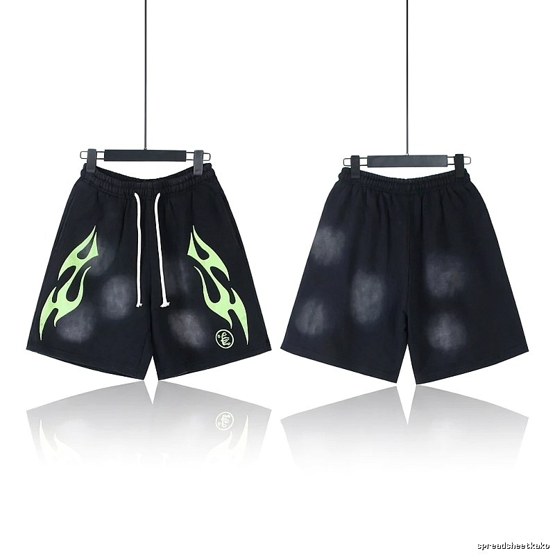 Hellstar Flame Wind Black Shorts