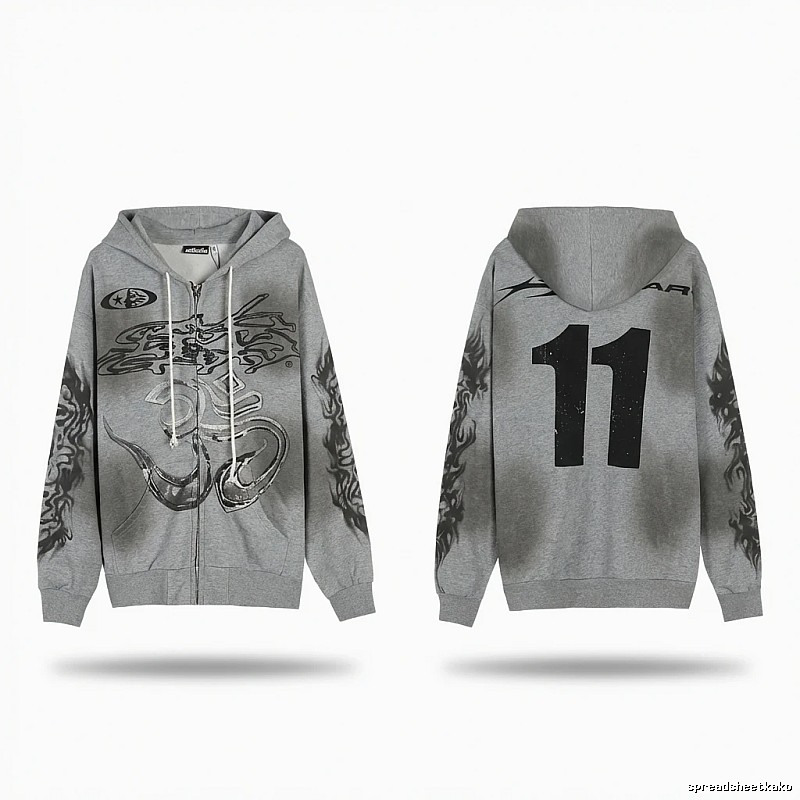 Hellstar Flame Wind Gray Sweatshirt