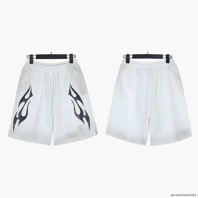 Hellstar Flame Wind White Shorts