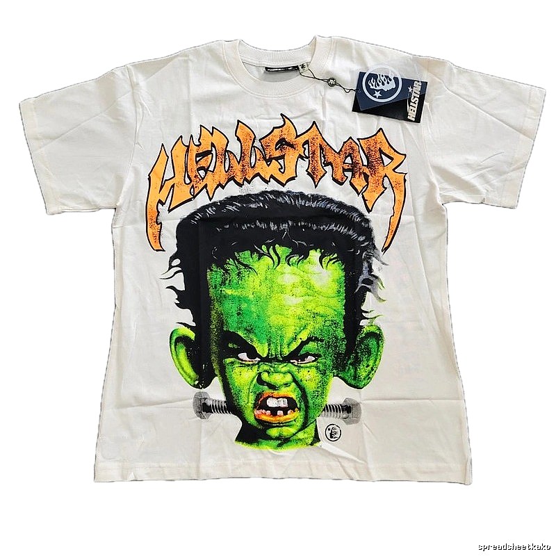 Hellstar Frankenstein Street Style White T-shirt