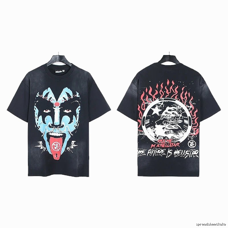 Hellstar Grimace Print Street Style Black Short-sleeve T-shirt