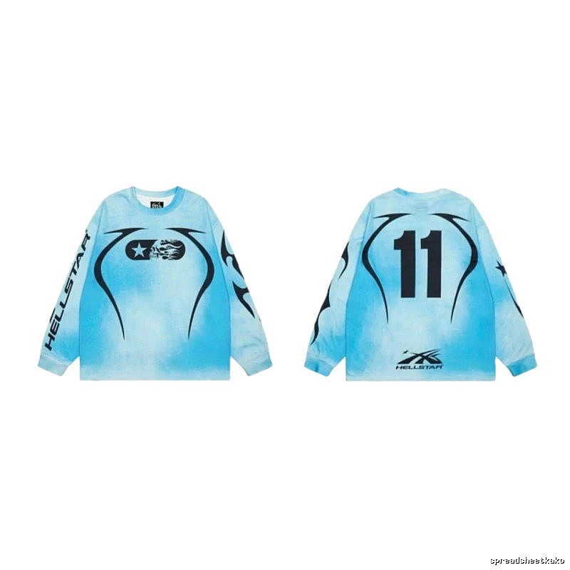 Hellstar No.11 Street Style Tie-dye Blue Long Sleeve