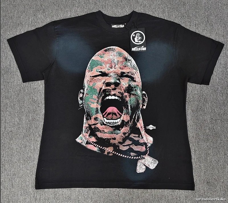 Hellstar Tyson Printed Street Style Black T-Shirt
