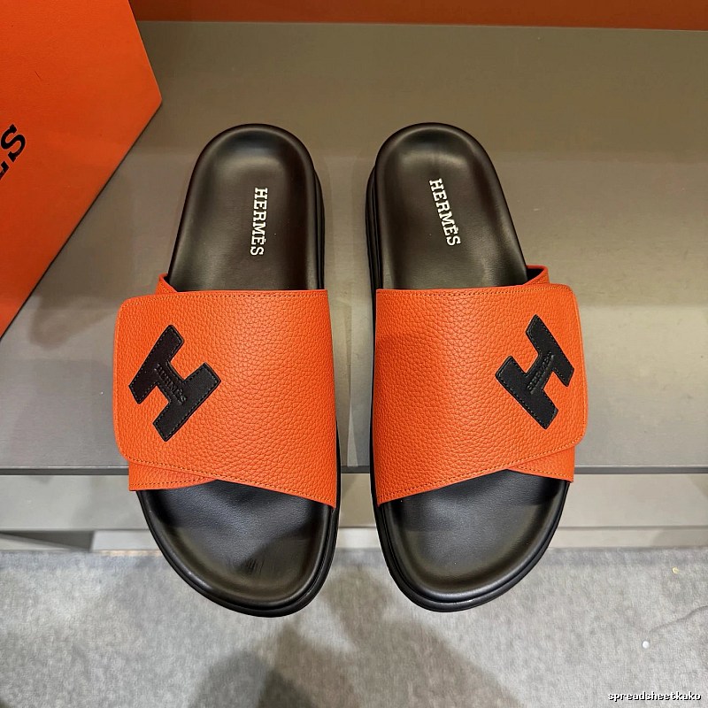 Hermès H Collection Light Luxury Style Orange & Black Slides