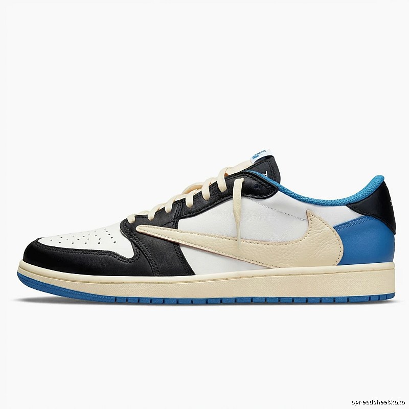 Jordan AJ1 black, white and blue trendy sneakers