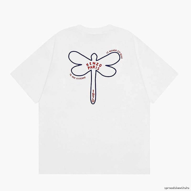 KENZO Dragonfly Print Casual White T-Shirt