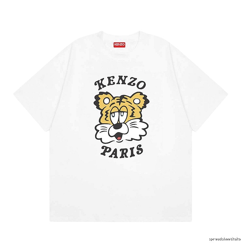 KENZO Tiger Head Casual Style White Short Sleeve T-Shirt