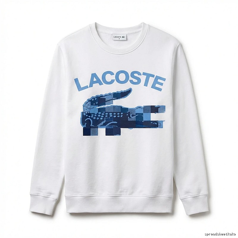 Lacoste Blue and White Contrast Fashion Sweatshirt