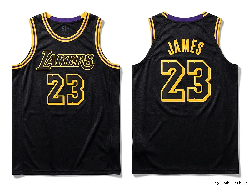LBJ's No. 23 black jersey of the Lakers.