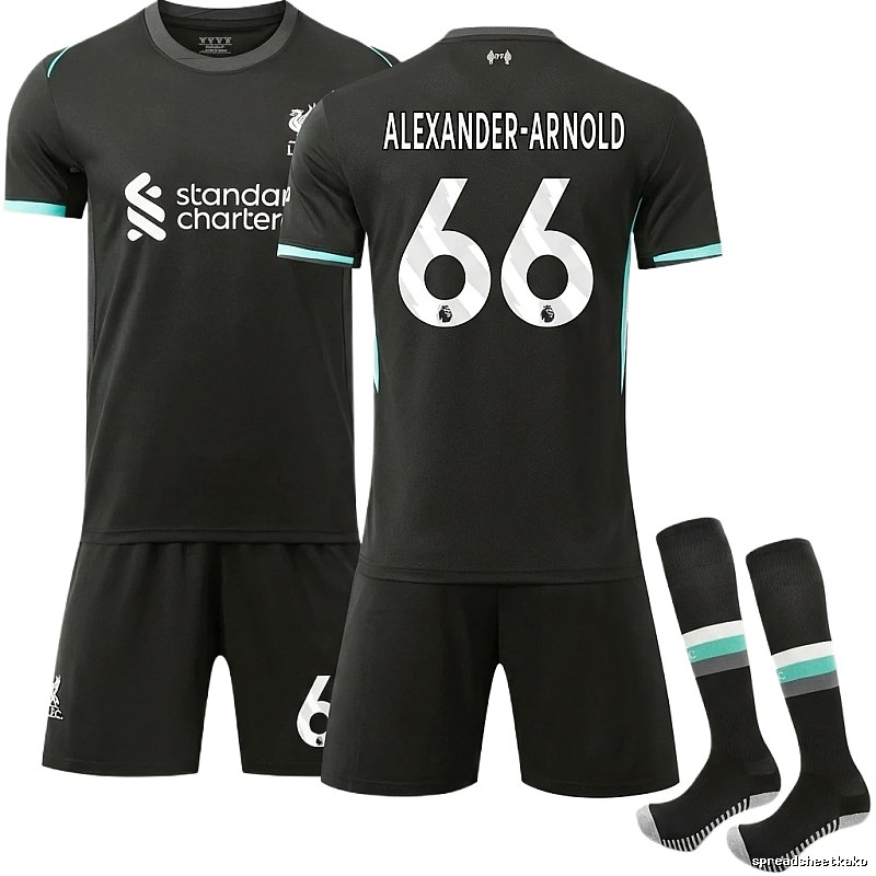 Liverpool No. 66 black jersey set