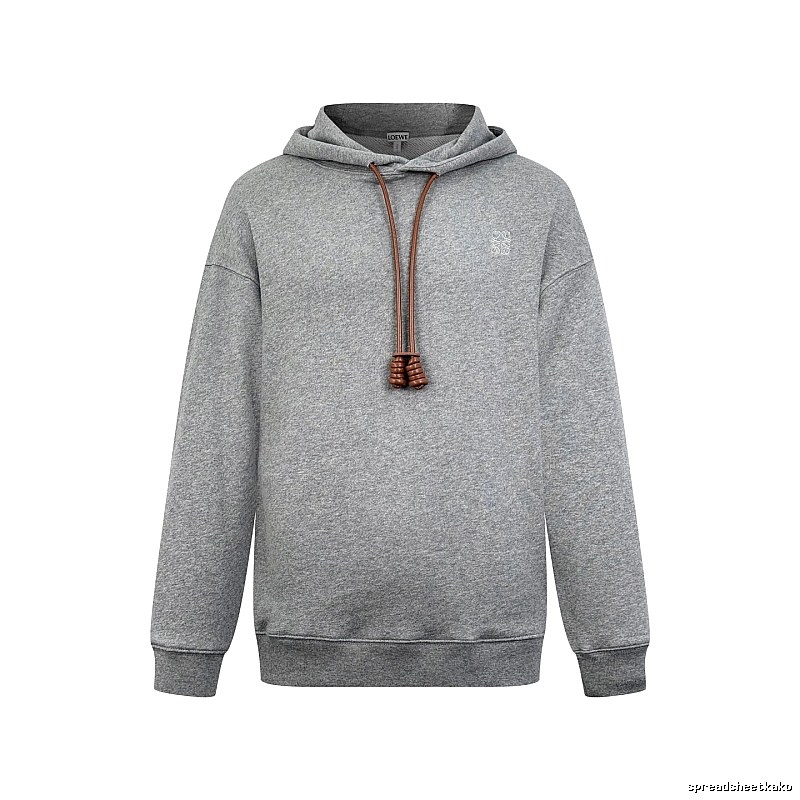 LOEWE Gray Hoodie with Drawcord Detail Hoodie for Travel Look