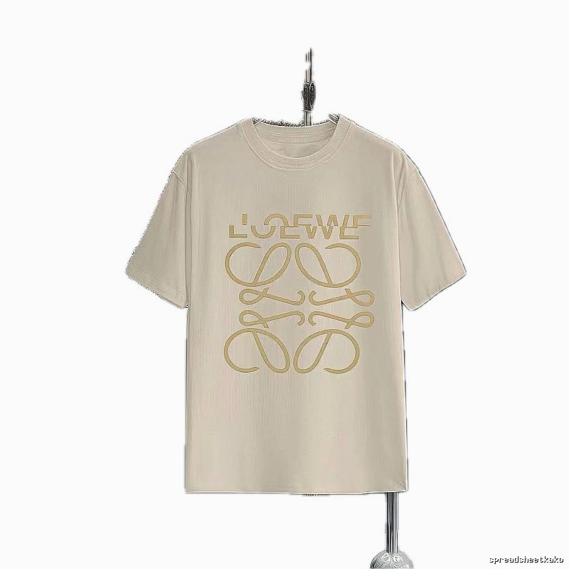 LOEWE Hot-stamped Minimalist Style Off-white Short-sleeve T-shirt