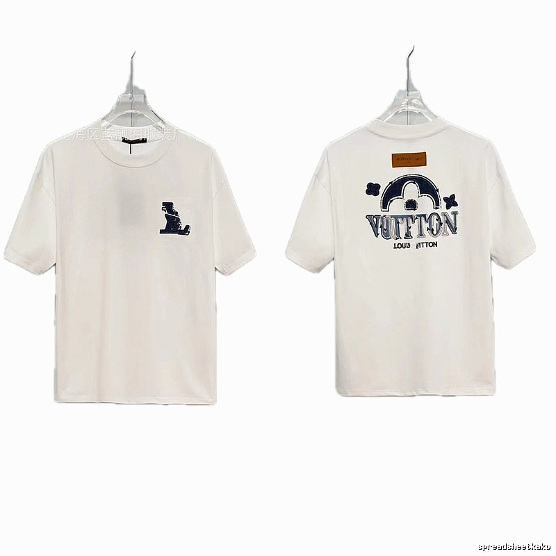 Louis Vuitton Embroidered Vintage-style White Short-sleeve T-shirt