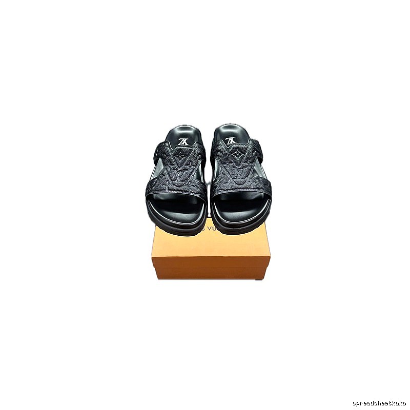 Louis Vuitton LV Monogram Light Luxury Style Black Slippers