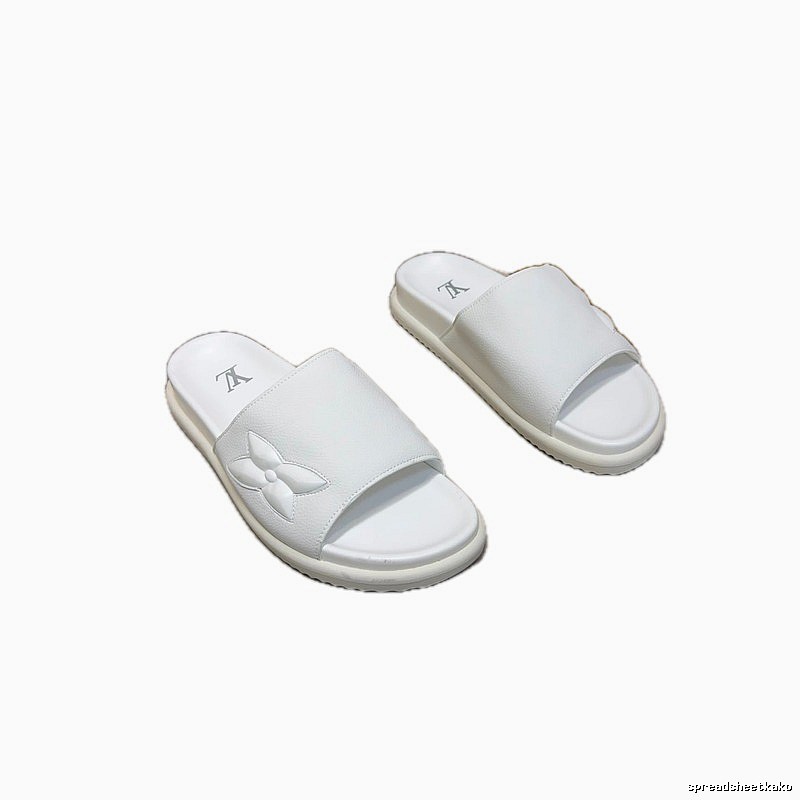 Louis Vuitton Monogram Casual Style White Slide Sandals