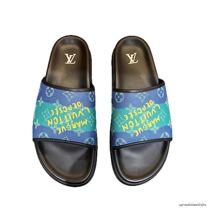 Louis Vuitton Monogram Trendy Blue-Green Colorblock Slide Sandals