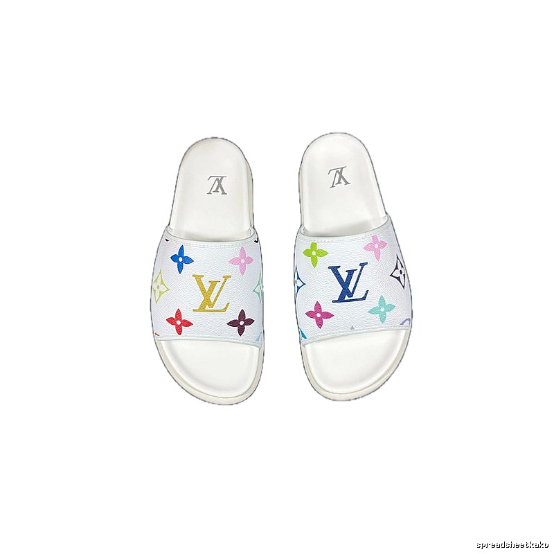 Louis Vuitton Multicolor Monogram Trendy White Slides
