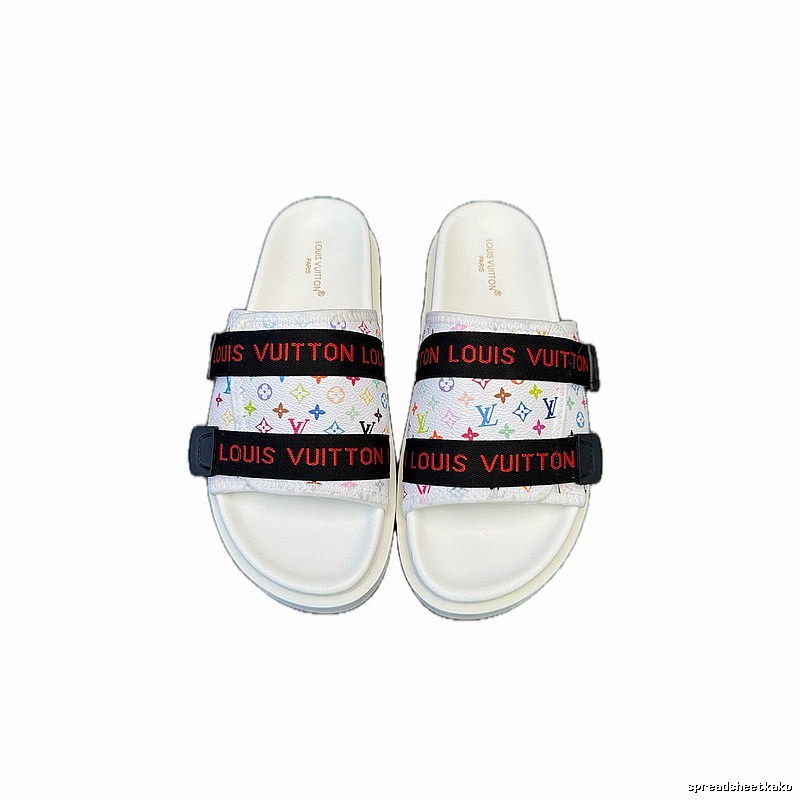 Louis Vuitton Multicolore Monogram Trendy White Slide Sandals