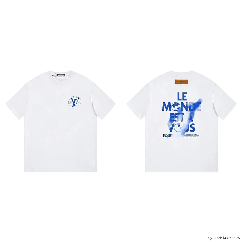 Louis Vuitton Trendy Global Print White Short-sleeve T-shirt