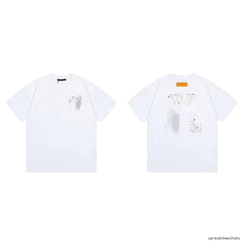 Louis Vuitton Trendy Line-drawing Style White Short-sleeve T-shirt