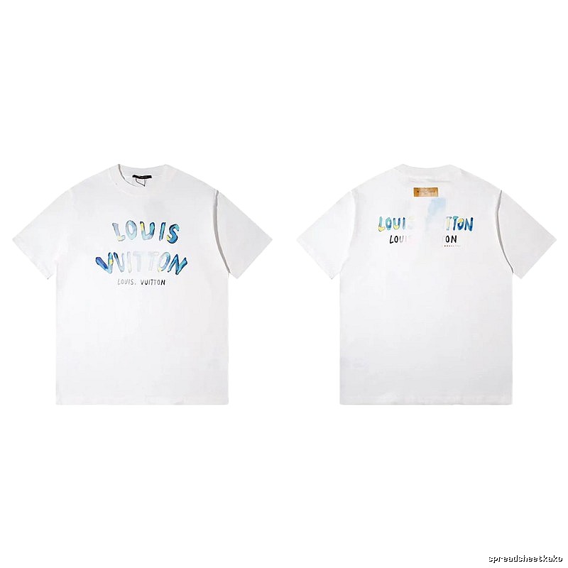 Louis Vuitton Watercolor Graffiti Style White T-Shirt