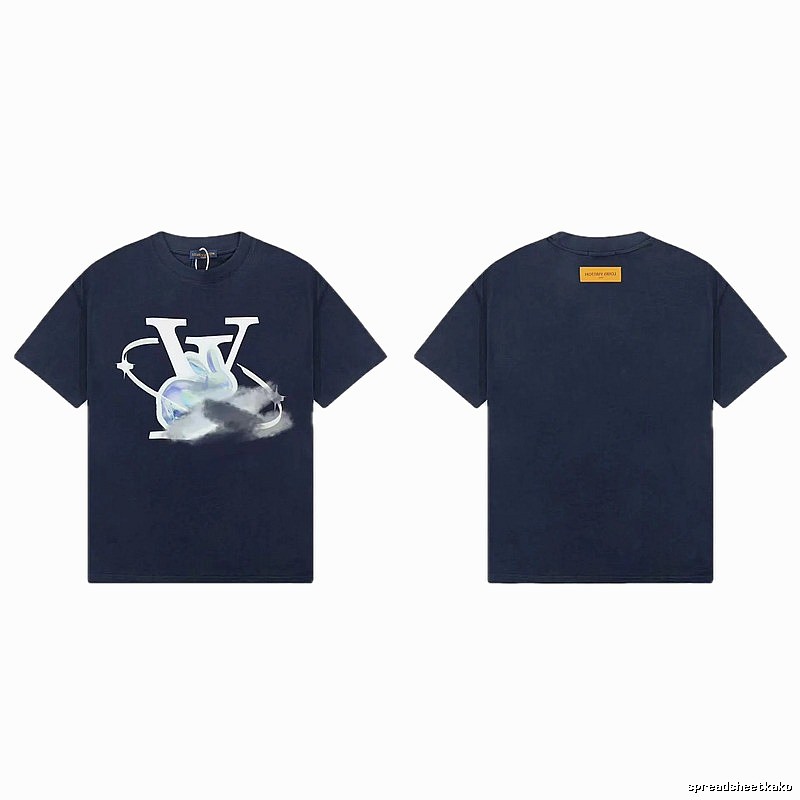Louis Vuitton Year of the Rabbit Trendy Navy Blue Short Sleeve T-Shirt