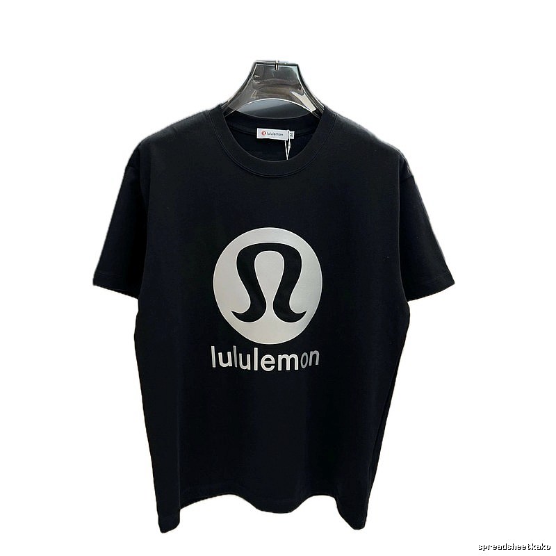 lululemon Printed Casual Sports Style Black T-Shirt
