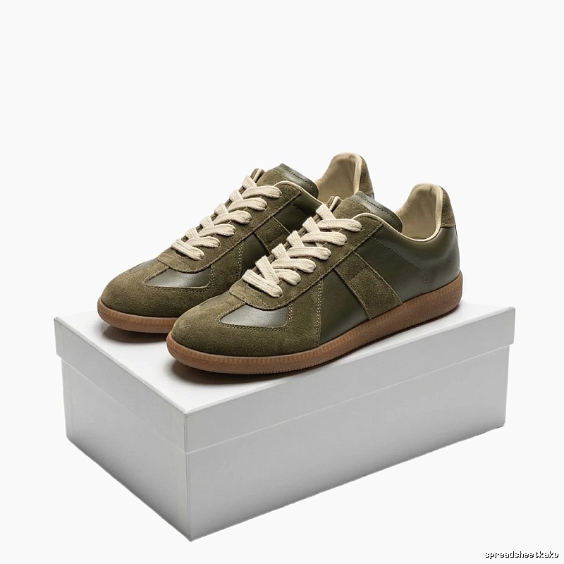 Maison Margiela retro-style olive green sneakers