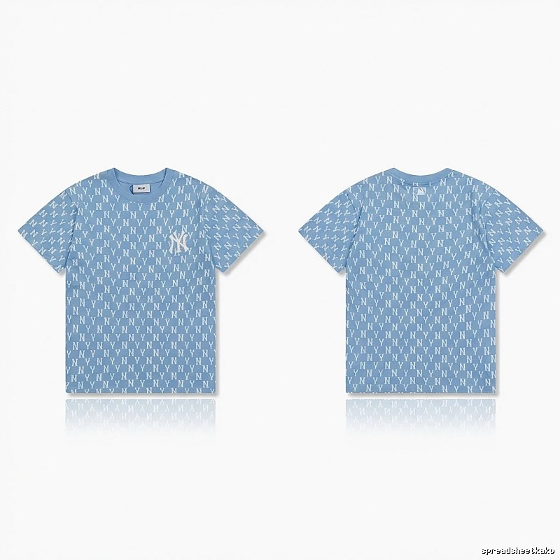 MLB full - print style light blue T - shirt