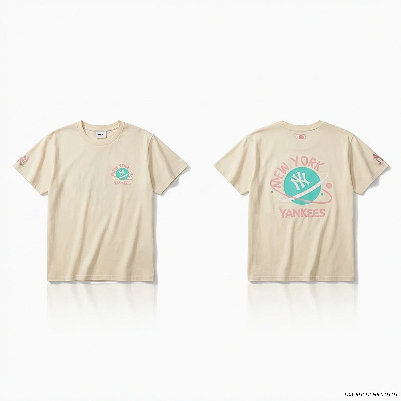 MLB New York Yankees trendy brand beige T-shirt
