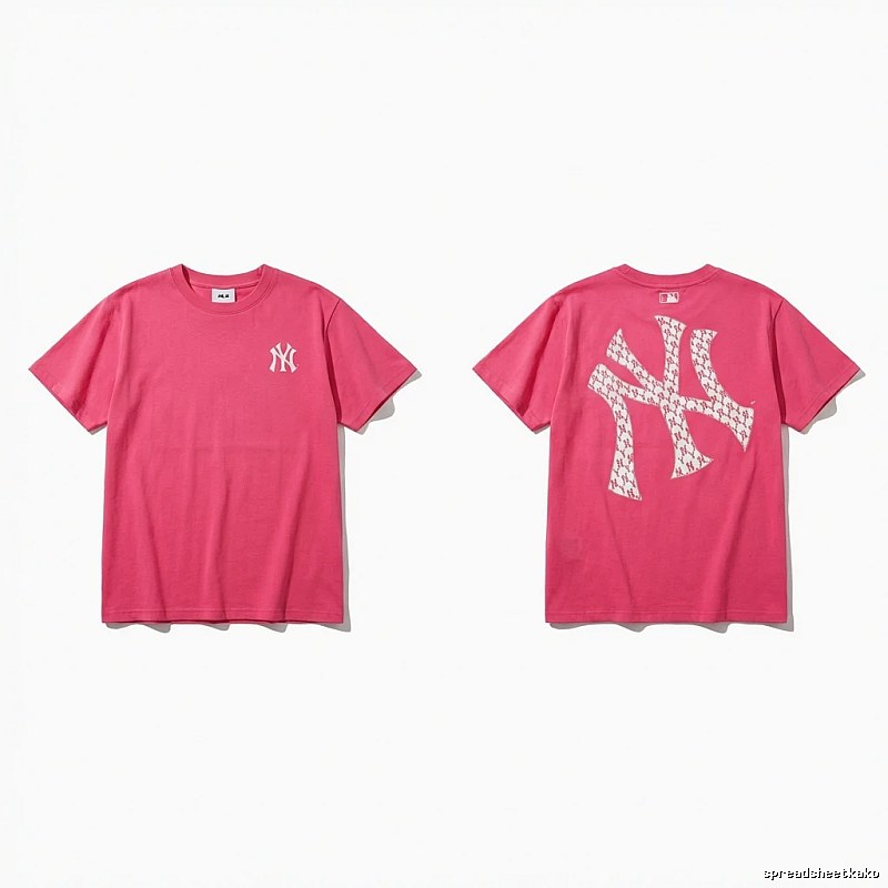 MLB Trendy Brand Print Style Rose Red T-shirt