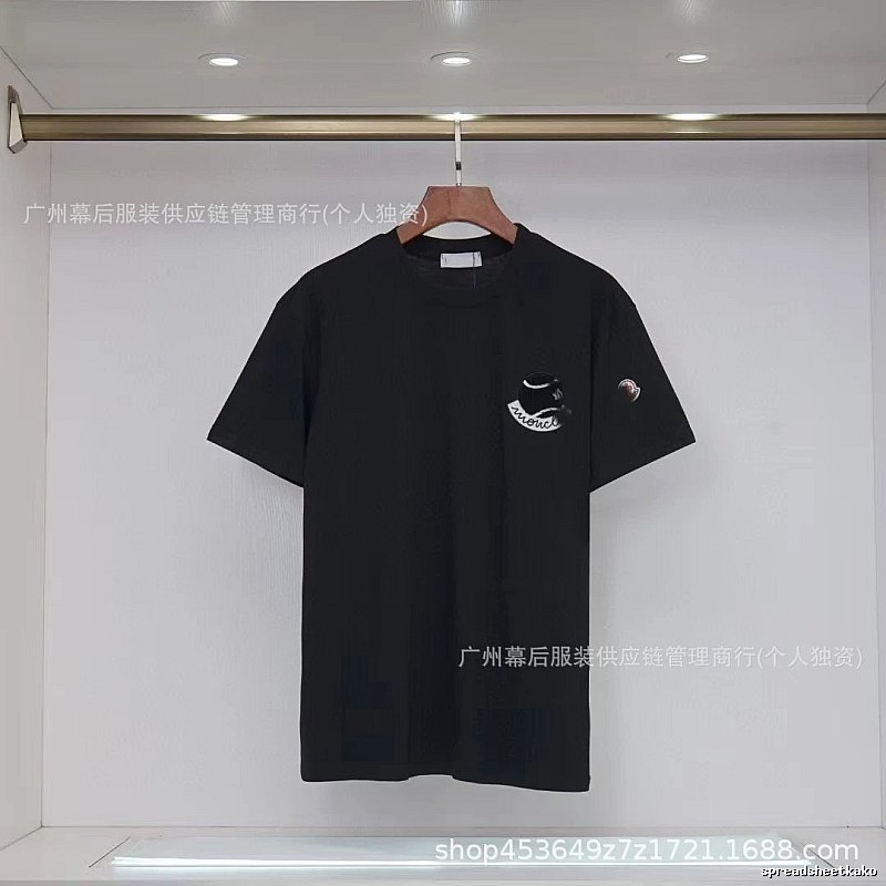Moncler Embroidered Casual Black Short-sleeve T-shirt