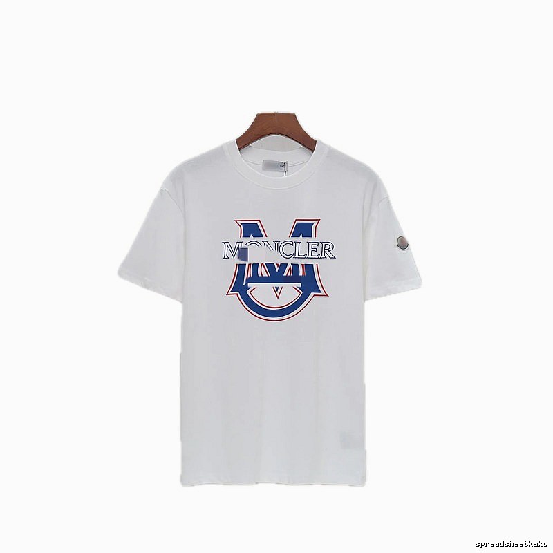 Moncler Large M Printed Casual Style White T-Shirt