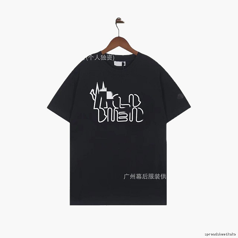 Moncler Neon Print Trendy & Cool Black T-Shirt