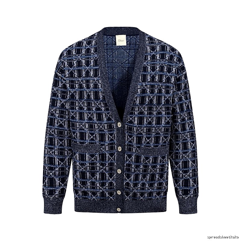 Navy Dior Button-front Cardigan for Layered Winter Looks