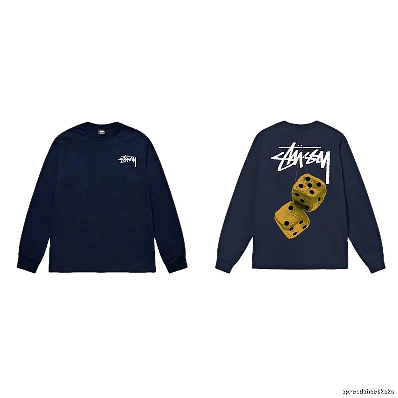 Navy long-sleeved shirt with Stussy dice print