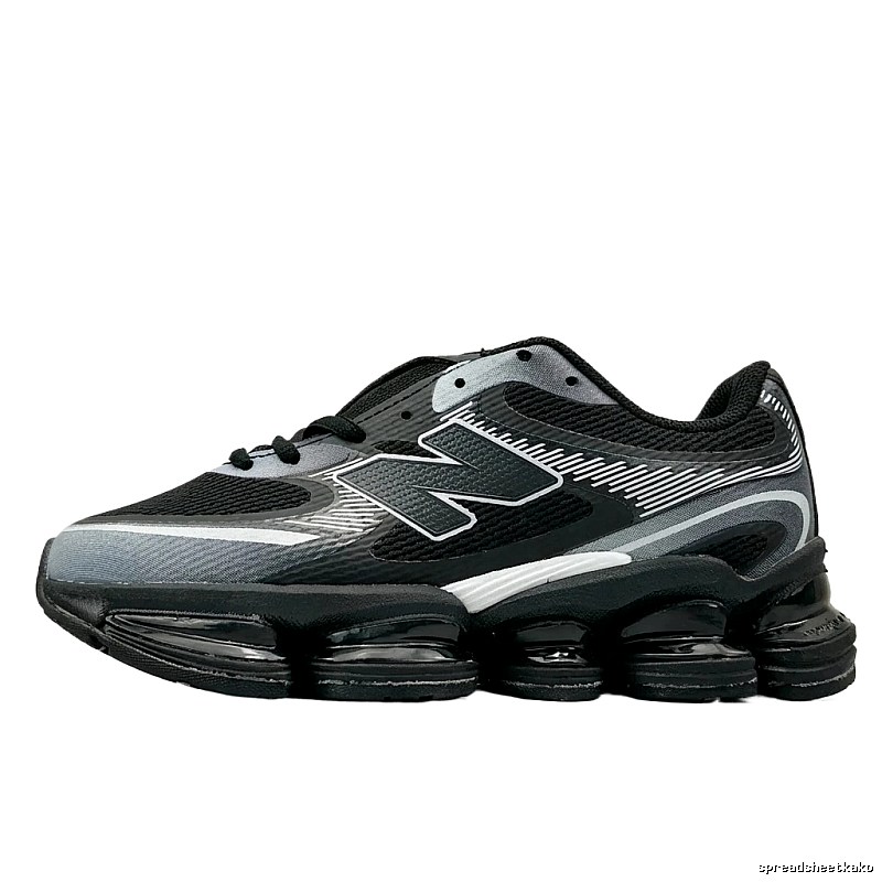 New Balance retro-style black and grey running shoes