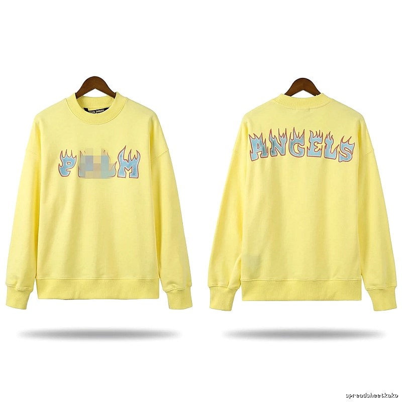 Palm Angels Flame Trendy Brand Yellow Sweatshirt