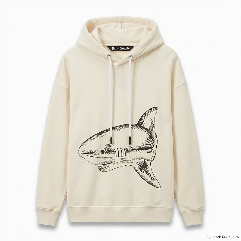 Palm Angels Shark Series Simple Style Beige Hoodie