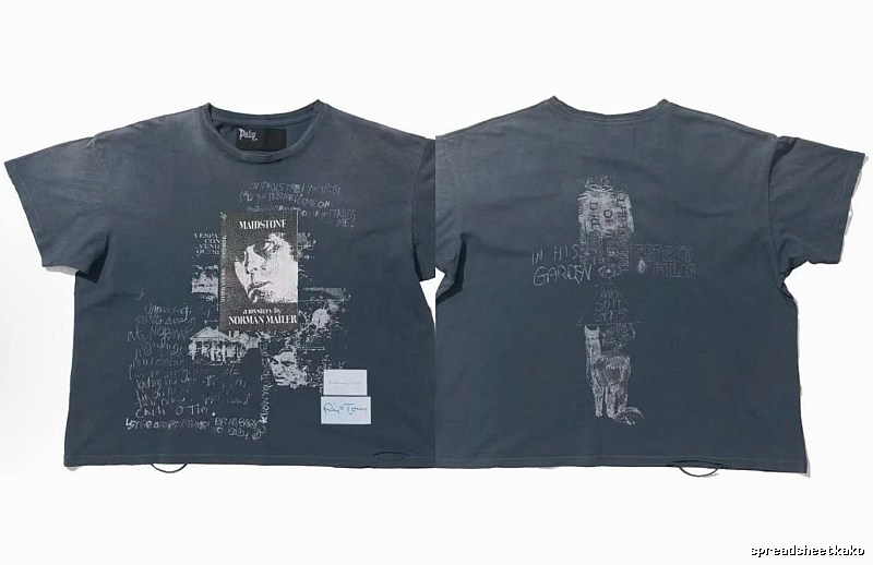Paly Hollywood Portrait Graffiti Vintage Washed Grey T-shirt