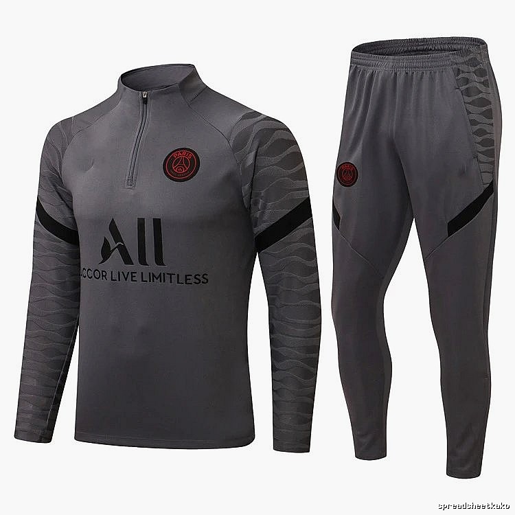 Paris Saint-Germain 2021-22 Gray Training Tracksuit Set Commuter Look
