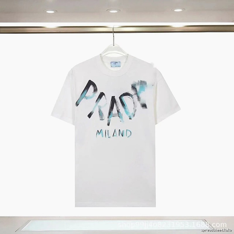 Prada Graffiti Street Style White Short-sleeve T-shirt