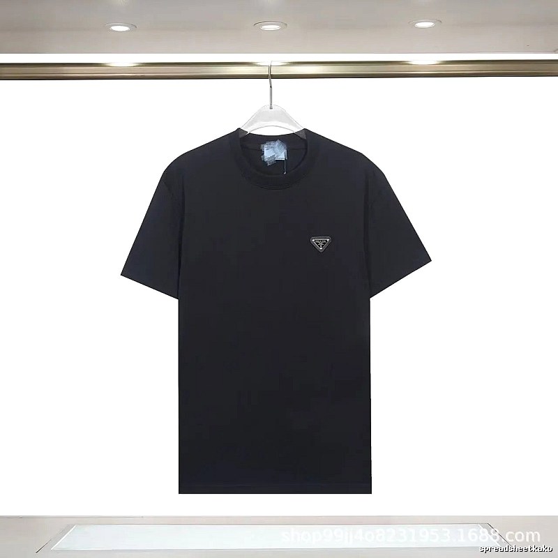 Prada Triangle-Logo Minimalist Black T-Shirt